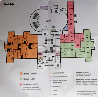 Plano de la planta baja del Museo Nacional de Arte de Catalunya en Barcelona